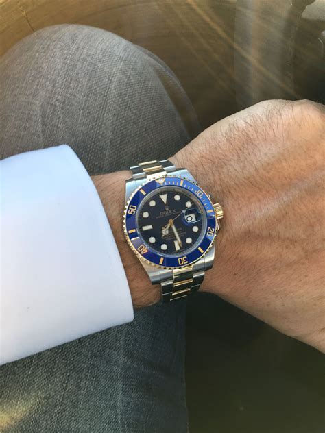 rolex submariner blue on the wrist|rolex submariner blue size.